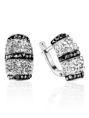 Silver Earrings With Black And White Crystals The Eclat, image 