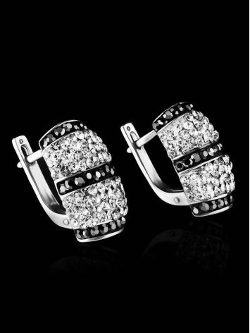 Silver Earrings With Black And White Crystals The Eclat, image , picture 2
