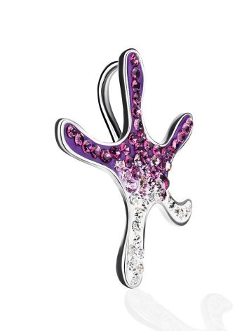 Silver Star Shaped Pendant With Purple And White Crystals The Jungle, image , picture 3