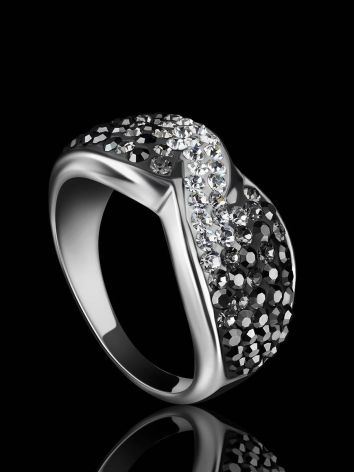 Black And White Crystal Twisted Ring In Sterling Silver The Eclat, Ring Size: 8.5 / 18.5, image , picture 2