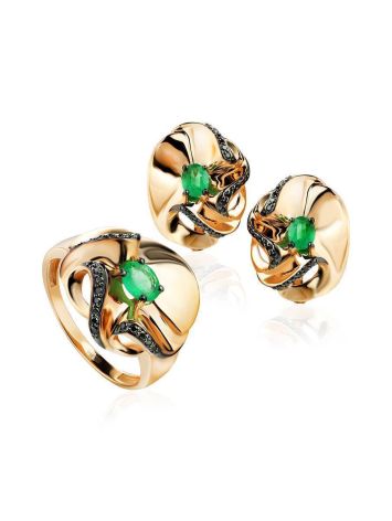 Bold Golden Earrings With Emeralds And Black Diamonds The Oasis, image , picture 3