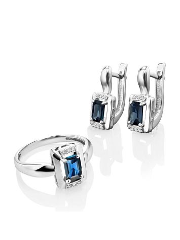 White Gold Ring With Sapphire Centerstone And Diamonds The Mermaid, Ring Size: 6 / 16.5, image , picture 4