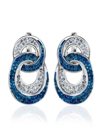 Sterling Silver Earrings With Blue And White Crystals The Eclat, image 