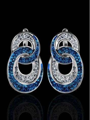 Sterling Silver Earrings With Blue And White Crystals The Eclat, image , picture 2