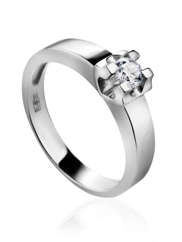 White Gold Statement Ring With Diamond Centerpiece, Ring Size: 7 / 17.5, image 