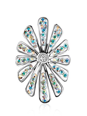 Silver Floral Pendant With Chameleon Colored Crystals The Eclat, image 