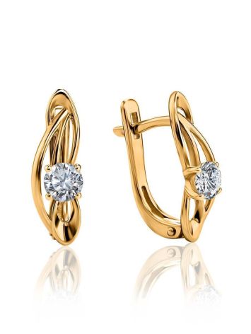 Refined Golden Earrings With Diamonds, image 