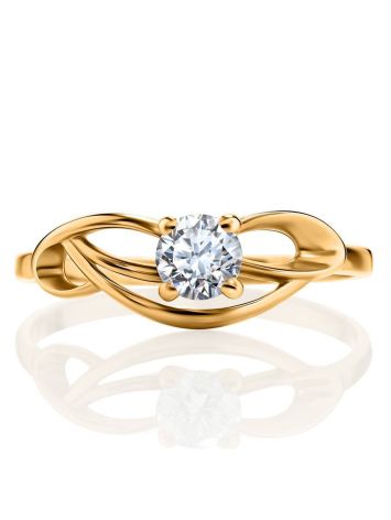 Refined Golden Ring With Solitaire White Diamond, Ring Size: 8 / 18, image , picture 3