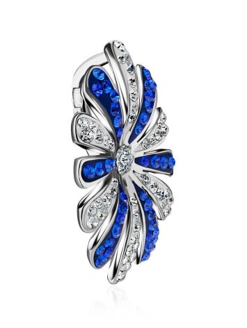 Silver Floral Pendant With Blue And White Crystals The Eclat, image , picture 3
