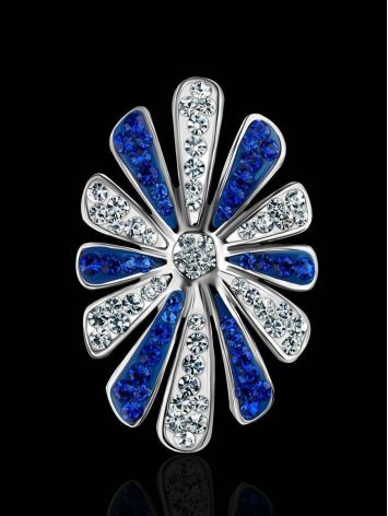 Silver Floral Pendant With Blue And White Crystals The Eclat, image , picture 2