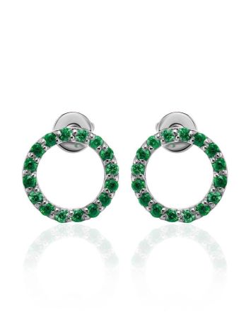 Round Green Crystal Silver Studs The Aurora, image , picture 3