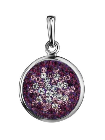 Round Silver Pendant With Purple Crystals The Eclat, image 
