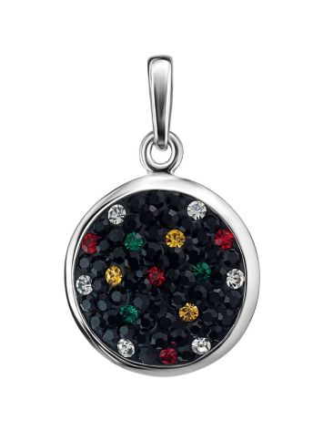 Round Silver Pendant With Multicolor Crystals The Eclat, image 