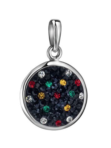 Round Silver Pendant With Multicolor Crystals The Eclat, image , picture 3