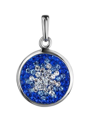 Round Silver Pendant With Blue Crystals The Eclat, image 