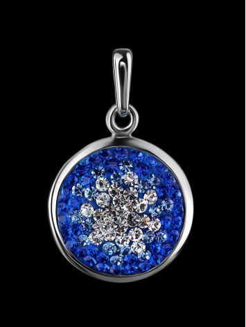 Round Silver Pendant With Blue Crystals The Eclat, image , picture 2
