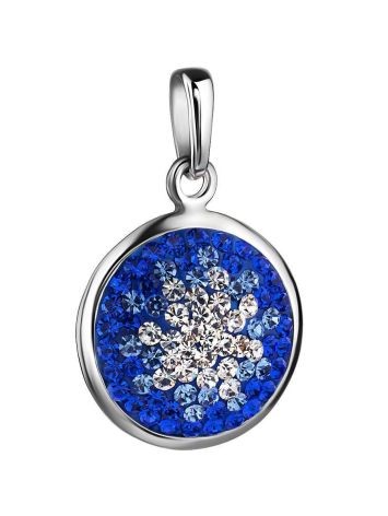 Round Silver Pendant With Blue Crystals The Eclat, image , picture 3