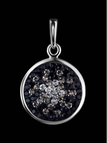 Round Silver Pendant With Black And White Crystals The Eclat, image , picture 2