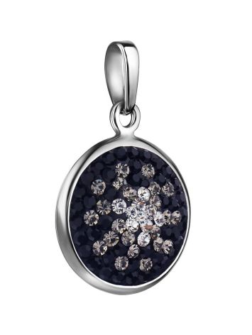 Round Silver Pendant With Black And White Crystals The Eclat, image , picture 3