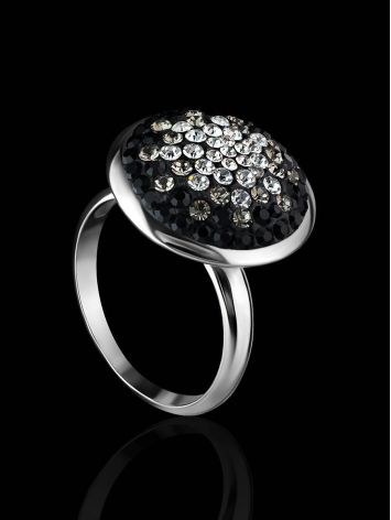 Silver Ring With Black And White Crystals The Eclat, Ring Size: 8.5 / 18.5, image , picture 2