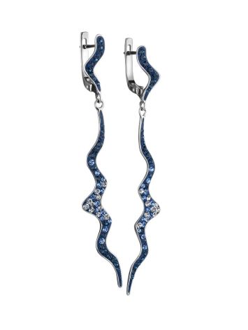 Sterling Silver Dangle Earrings With Blue Crystals The Jungle, image , picture 3