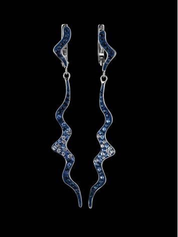 Sterling Silver Dangle Earrings With Blue Crystals The Jungle, image , picture 2