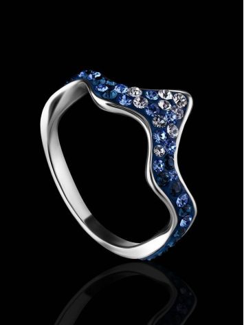 Sterling Silver Ring With Blue Crystals The Jungle, Ring Size: 6.5 / 17, image , picture 2