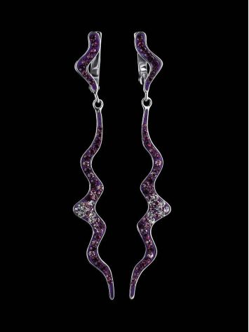 Curvy Silver Dangles With Purple Crystals The Jungle, image , picture 2