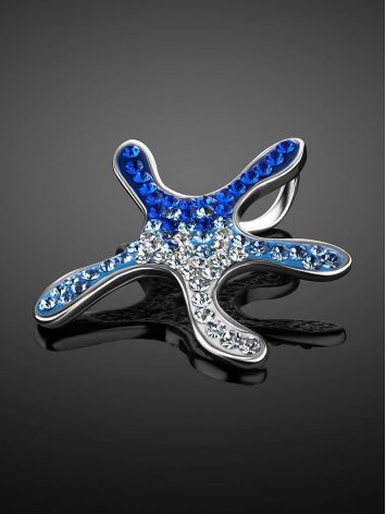 Silver Starfish Pendant With Blue And White Crystals The Jungle, image , picture 2