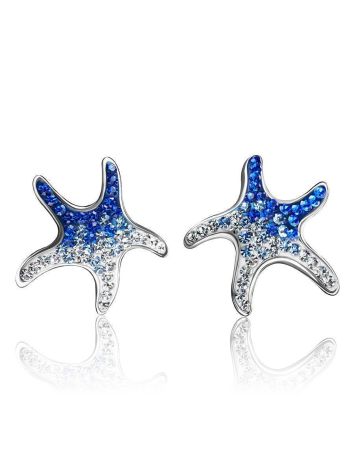 Silver Starfish Earrings With Blue And White Crystals The Jungle, image , picture 4