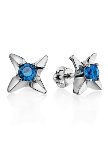 Deep Blue Crystal Studs In Sterling Silver The Aurora, image 