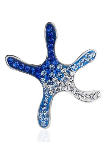Silver Starfish Pendant With Blue And White Crystals The Jungle, image 