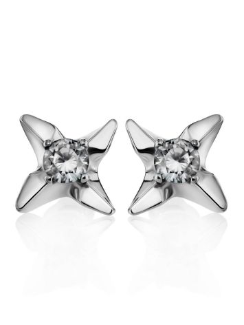 White Crystal Studs In Sterling Silver The Aurora, image , picture 3