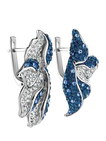 Blue And White Crystal Floral Earrings The Jungle, image , picture 4