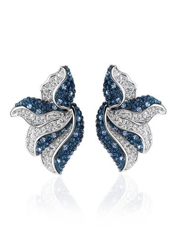 Blue And White Crystal Floral Earrings The Jungle, image 