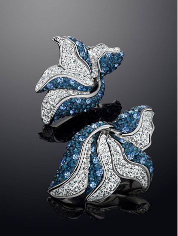 Blue And White Crystal Floral Earrings The Jungle, image , picture 2