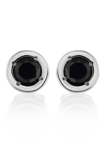 Round Silver Studs With Black Crystals The Aurora, image , picture 4