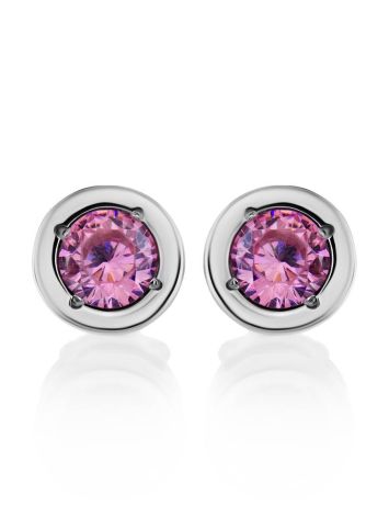 Round Pink Crystal Studs In Sterling Silver The Aurora, image , picture 3