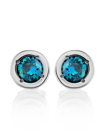 Round Light Blue Crystal Studs In Sterling Silver The Aurora, image , picture 3
