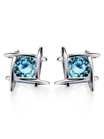 Silver Studs With Light Blue Crystals The Aurora, image , picture 3