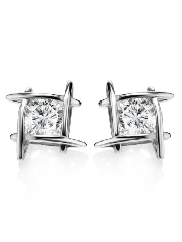 Silver Studs With White Crystals The Aurora, image , picture 4