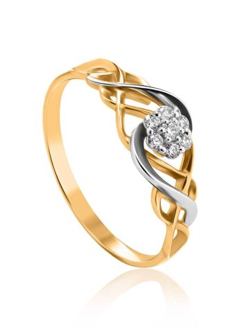 Golden Ring With Floral Diamond Centerpiece, Ring Size: 8.5 / 18.5, image 
