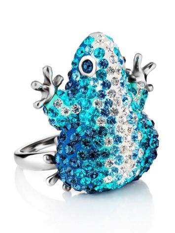 Crystal Encrusted Frog Ring The Jungle, Ring Size: 5.5 / 16, image 