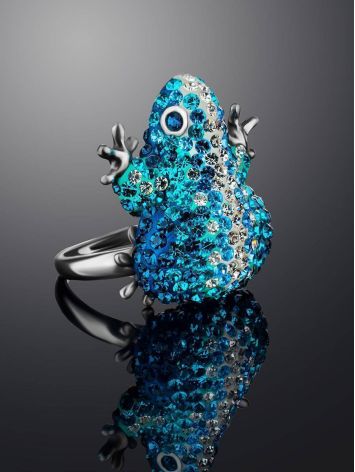 Crystal Encrusted Frog Ring The Jungle, Ring Size: 5.5 / 16, image , picture 2