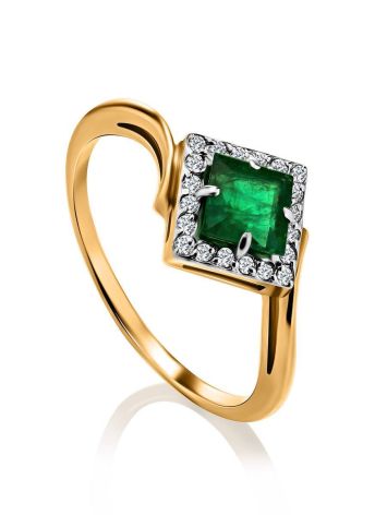 Emerald Golden Ring With Diamonds The Oasis, Ring Size: 6.5 / 17, image 