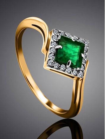 Emerald Golden Ring With Diamonds The Oasis, Ring Size: 6.5 / 17, image , picture 2