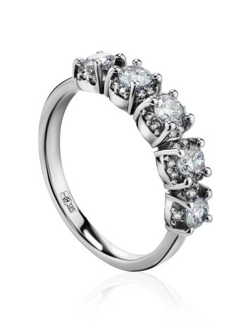 White Gold Ring With Diamond Row, Ring Size: 7 / 17.5, image 
