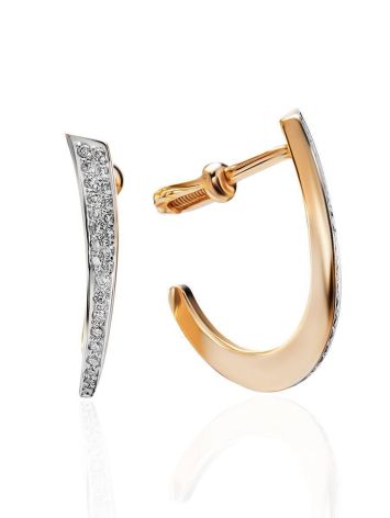 Diamond Encrusted Golden Earrings, image 