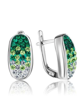 Sterling Silver Earrings With Green Crystals The Eclat, image 