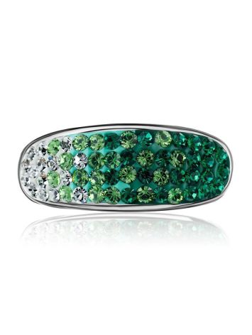 Silver Band Ring With Green Crystals The Eclat, Ring Size: 8 / 18, image , picture 4